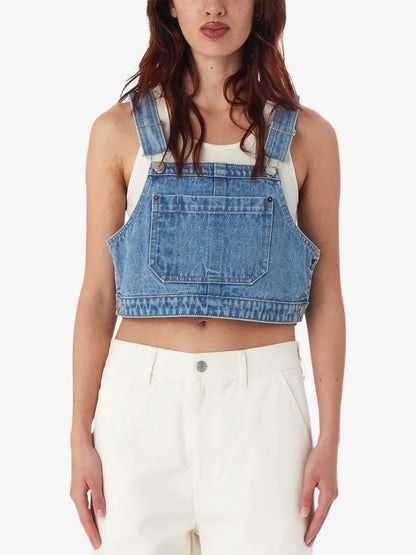 OBEY CROPPED OVERALL DENIM TOP LIGHT INDIGO