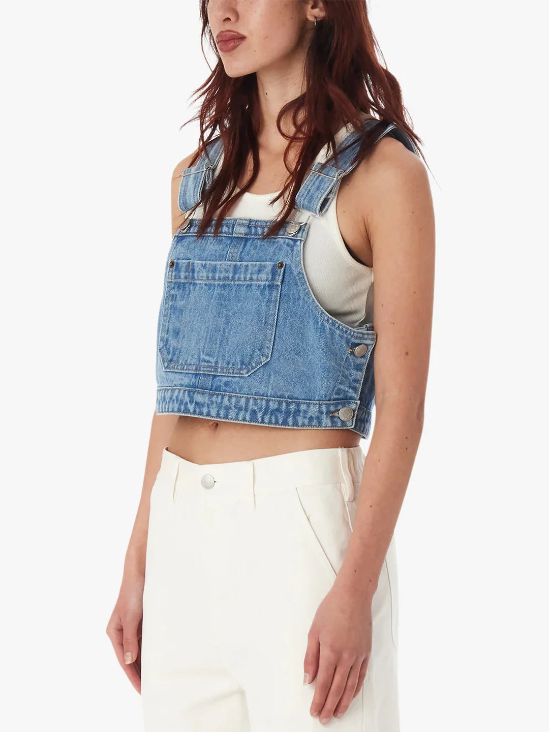 OBEY CROPPED OVERALL DENIM TOP LIGHT INDIGO