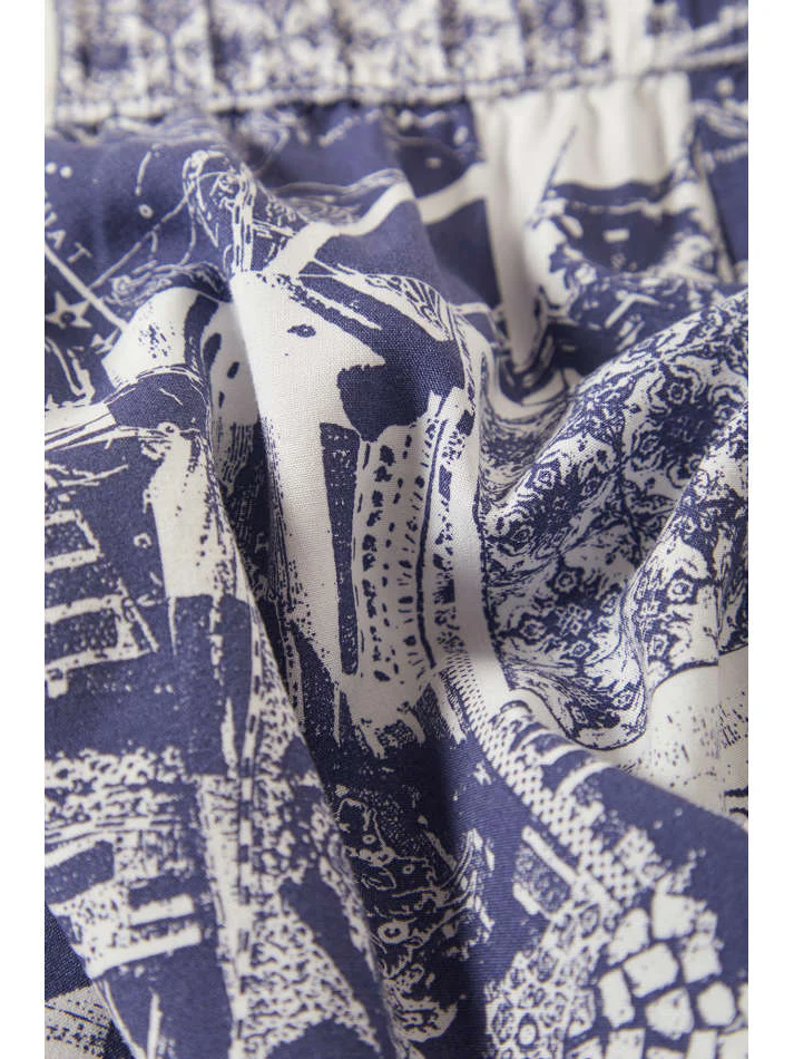BRIXTON POST PLAYA ELASTIC WAIST SHORT NAVY/WHITE COLLAGE 