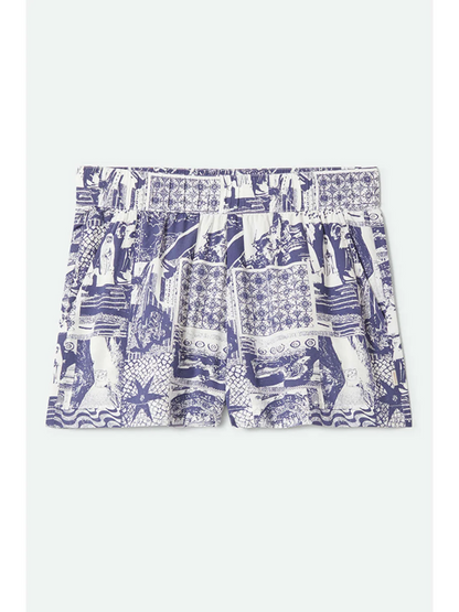BRIXTON POST PLAYA ELASTIC WAIST SHORT NAVY/WHITE COLLAGE 
