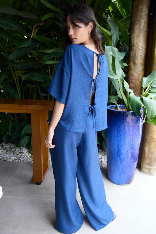 ICHI KATICO SHIRT TRUE NAVY MELANGE 