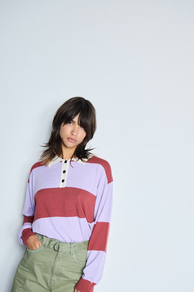 ICHI BOSTON PULLOVER KNIT PURPLE ROSE COMBO