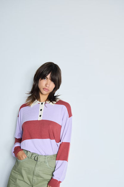 ICHI BOSTON PULLOVER KNIT PURPLE ROSE COMBO