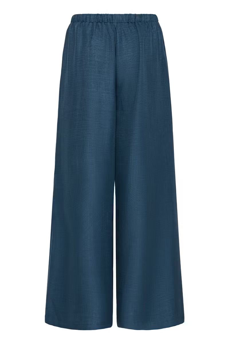 ICHI KATICO WIDE LEG PANT TRUE NAVY MELANGE 
