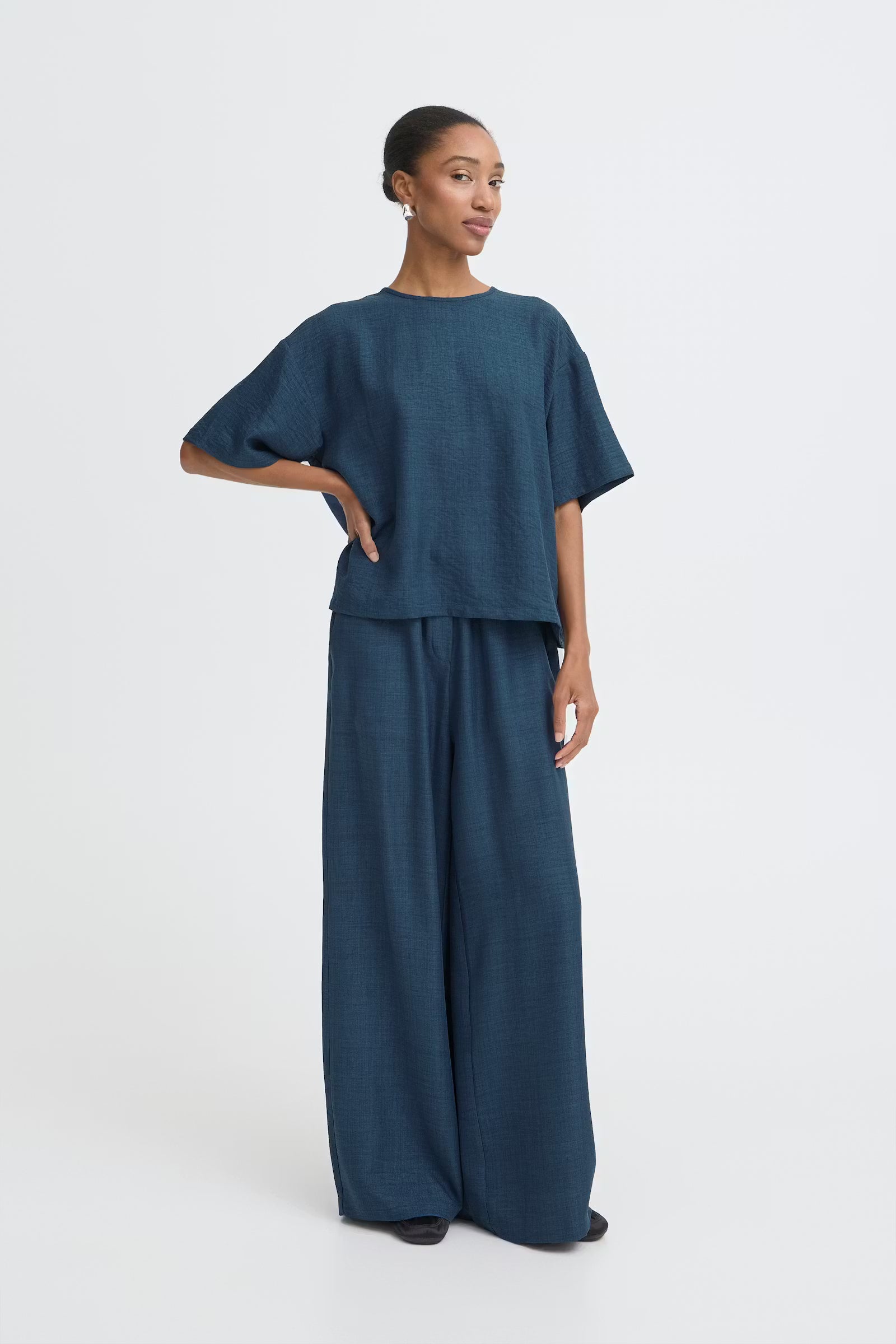 ICHI KATICO SHIRT TRUE NAVY MELANGE 