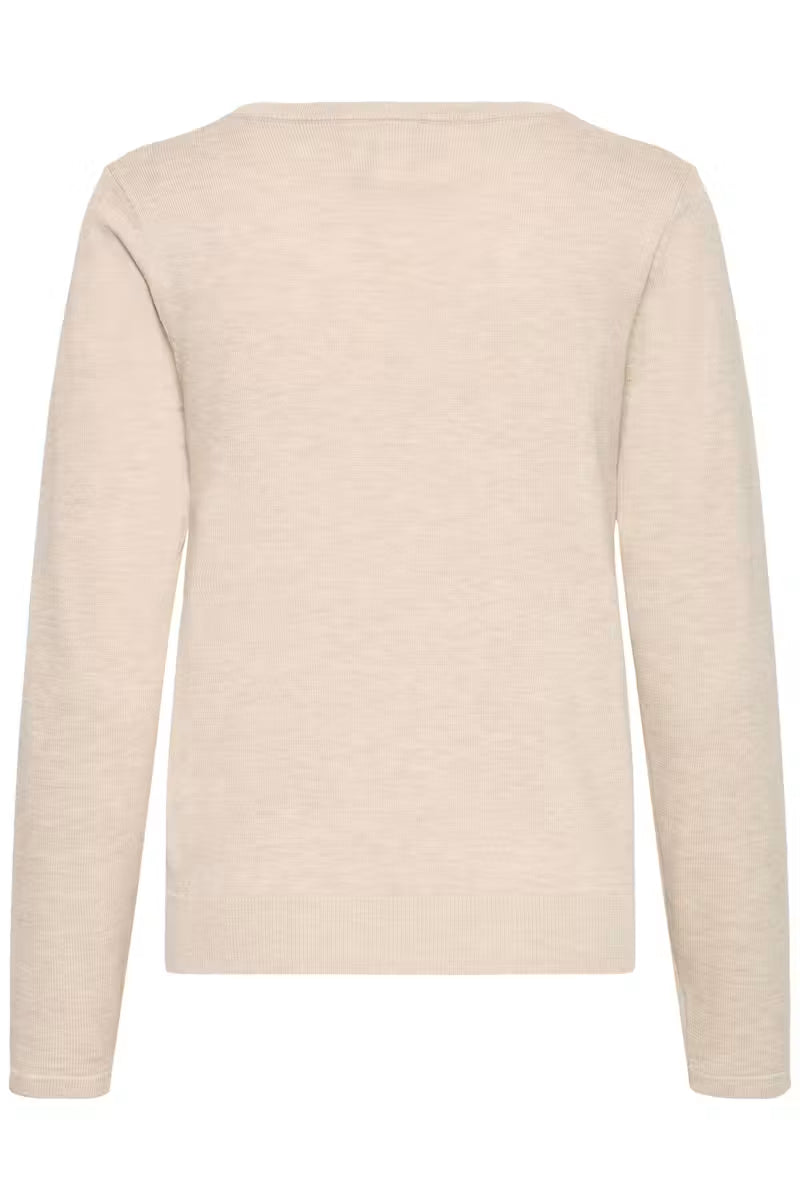 ICHI LULS V-NECK PULLOVER SWEATER OATMEAL 