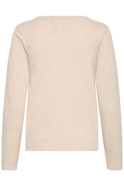 ICHI LULS V-NECK PULLOVER SWEATER OATMEAL 