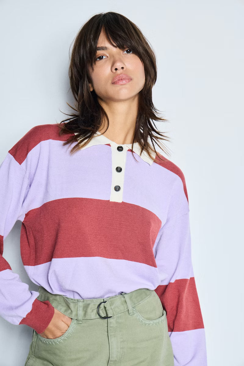 ICHI BOSTON PULLOVER KNIT PURPLE ROSE COMBO