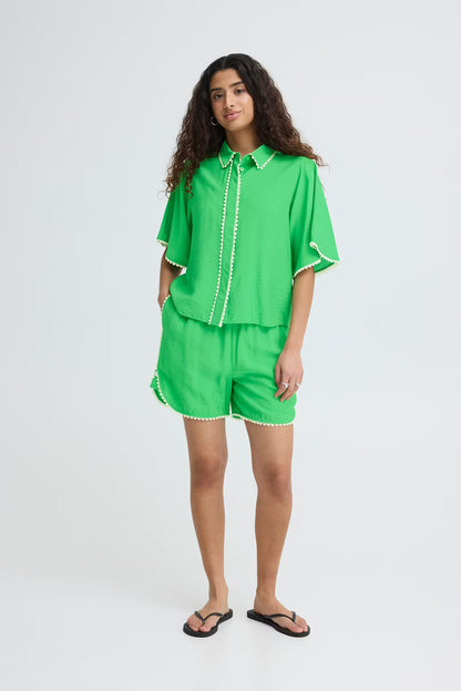 ICHI LENI SHIRT GREEN BRIAR 