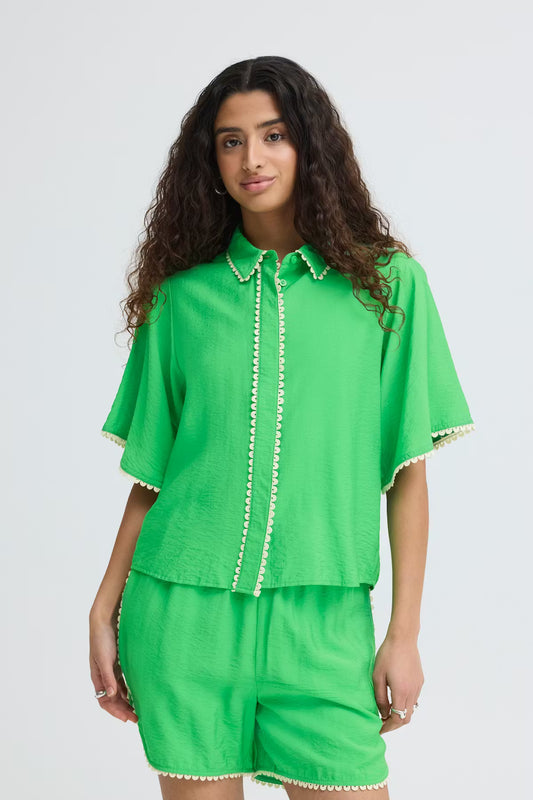 ICHI LENI SHIRT GREEN BRIAR 