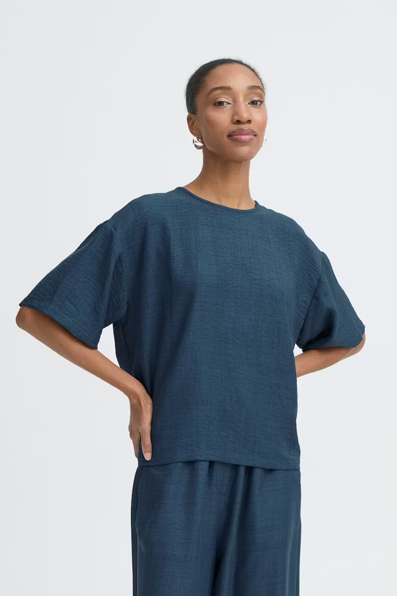 ICHI KATICO SHIRT TRUE NAVY MELANGE 