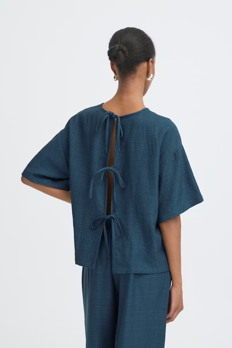 ICHI KATICO SHIRT TRUE NAVY MELANGE 
