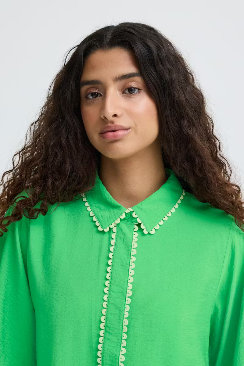 ICHI LENI SHIRT GREEN BRIAR 
