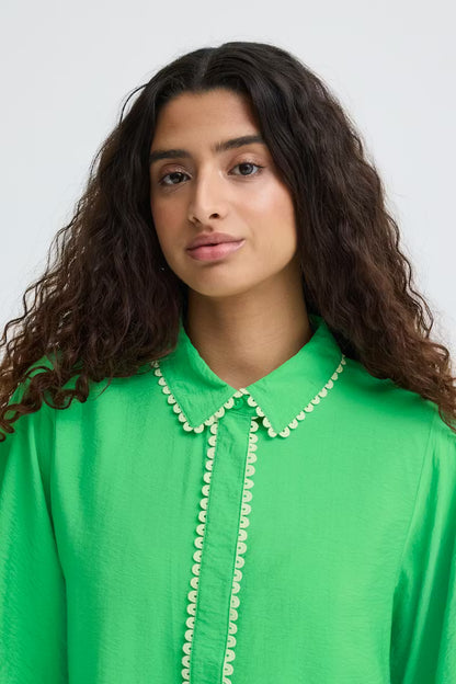 ICHI LENI SHIRT GREEN BRIAR 