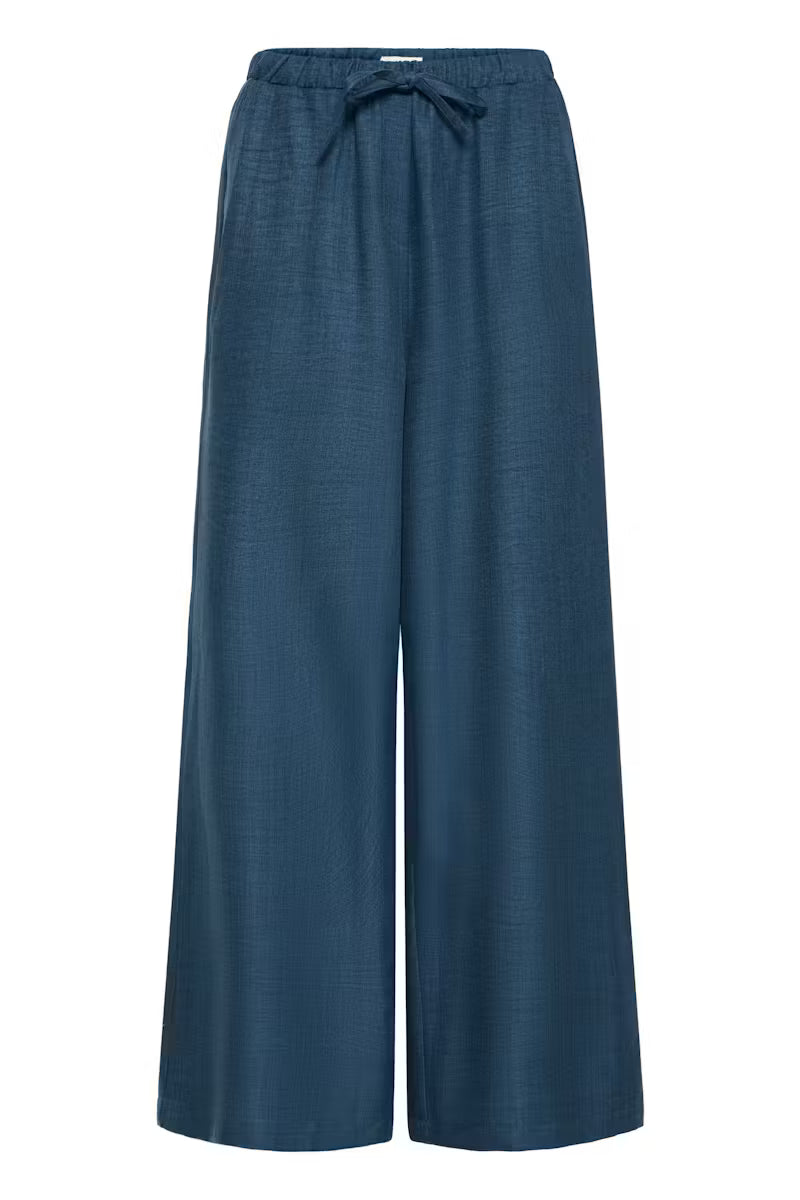 ICHI KATICO WIDE LEG PANT TRUE NAVY MELANGE 