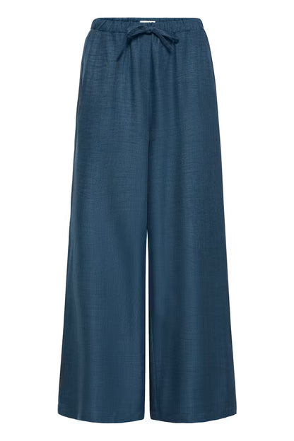 ICHI KATICO WIDE LEG PANT TRUE NAVY MELANGE 