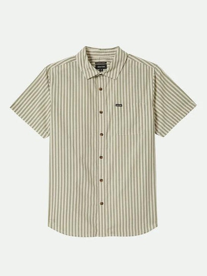 BRIXTON CHARTER PRINT SHORT SLEEVE SHIRT WHITECAP/IVY GRN STRIPE