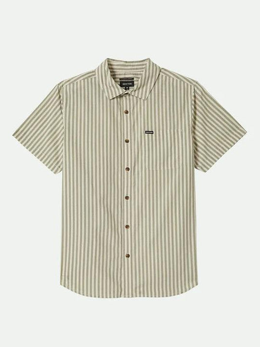 BRIXTON CHARTER PRINT SHORT SLEEVE SHIRT WHITECAP/IVY GRN STRIPE
