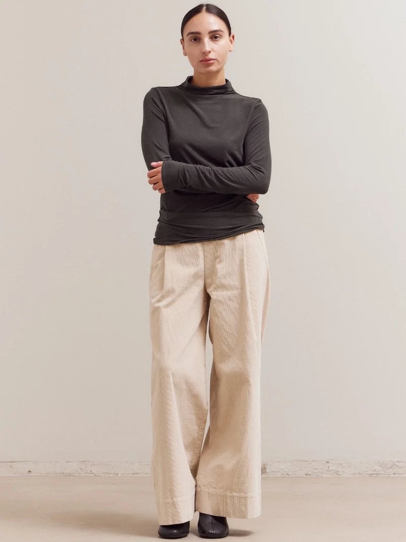 GRADE&GATHER ALICIA MOCK NECK TOP DEEP FOREST 