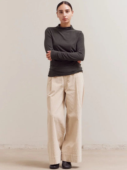 GRADE&GATHER ALICIA MOCK NECK TOP DEEP FOREST 