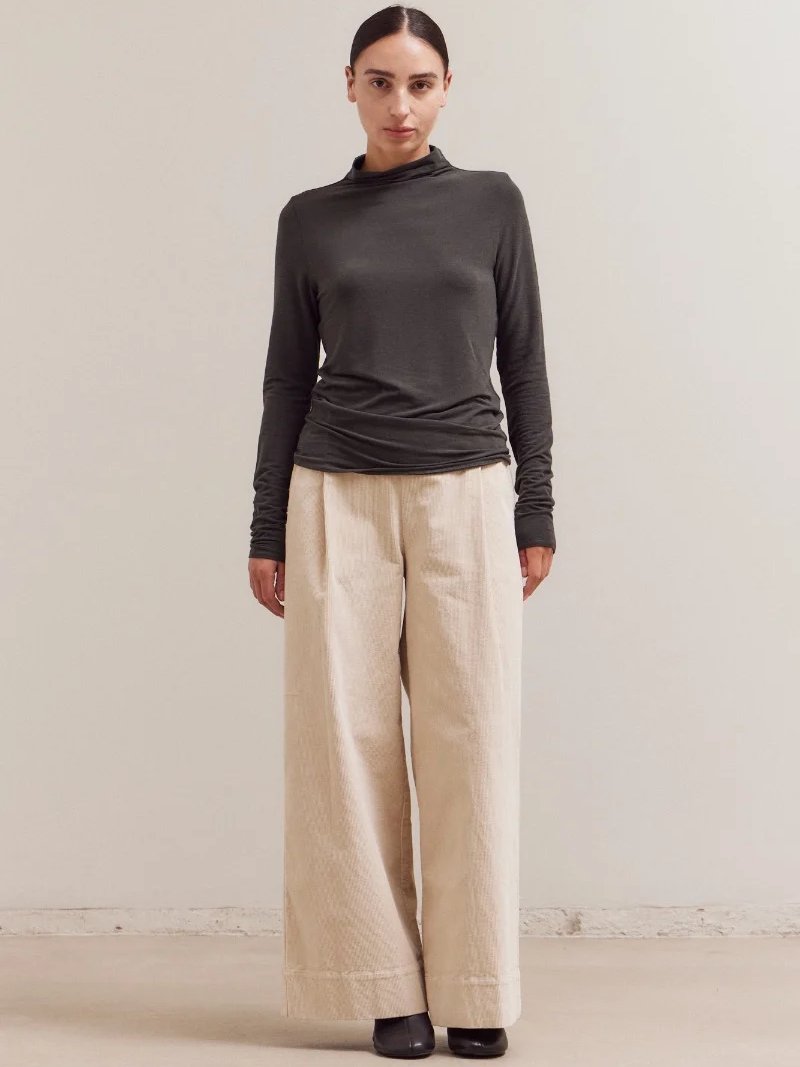 GRADE&GATHER ALICIA MOCK NECK TOP DEEP FOREST 
