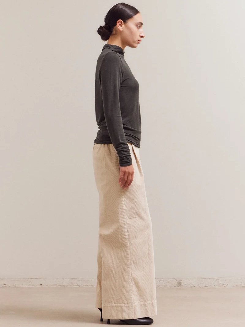 GRADE&GATHER ALICIA MOCK NECK TOP DEEP FOREST 
