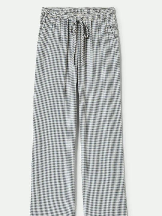 BRIXTON HUDSON LOUNGE PANT AZURE BLUE GINGHAM