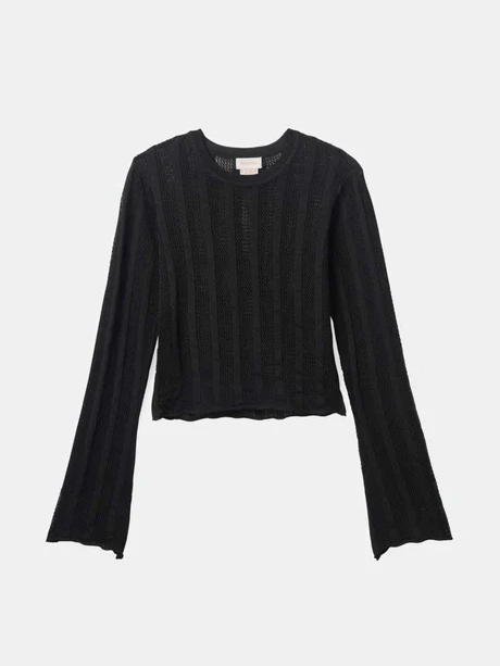 BRIXTON SHEER L/S KNIT TOP BLACK 