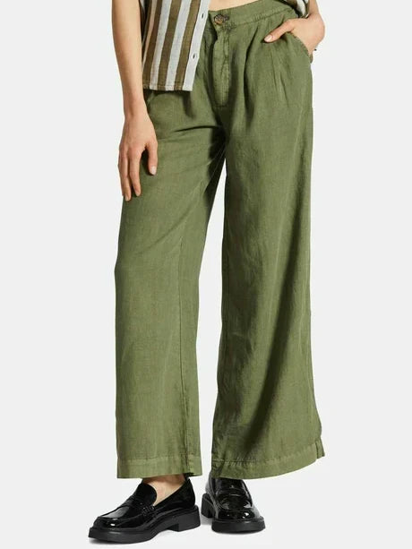 BRIXTON VINTAGE LINEN WIDE LEG PANT SEA KELP