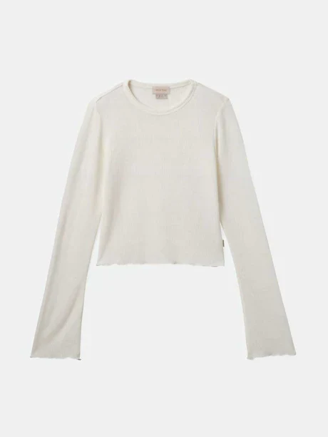 BRIXTON SHEER L/S KNIT TOP OFF WHITE