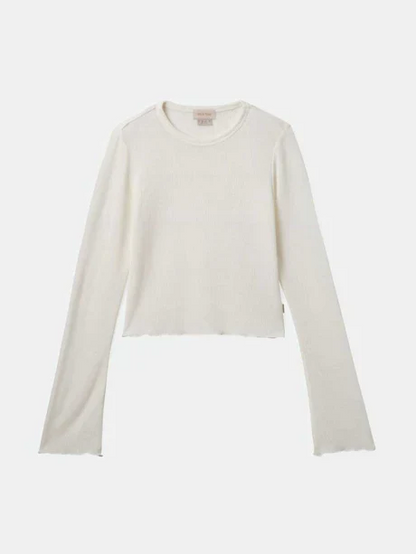 BRIXTON SHEER L/S KNIT TOP OFF WHITE