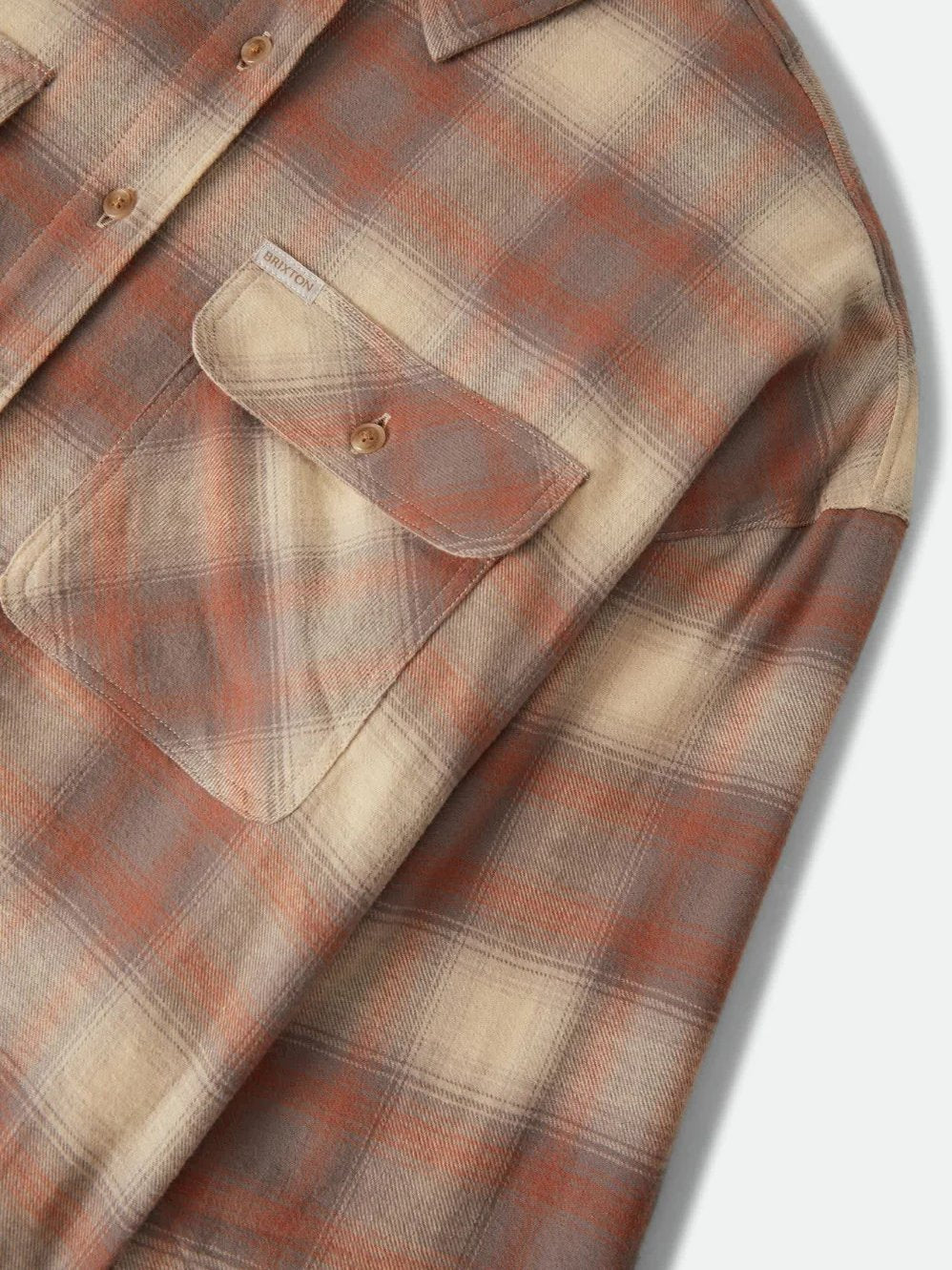 BRIXTON BOWERY CROP OVERSHIRT SOFT TAN WINDOW PLAID 