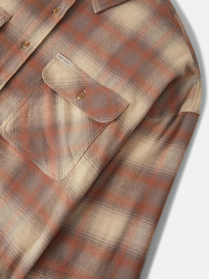 BRIXTON BOWERY CROP OVERSHIRT SOFT TAN WINDOW PLAID 