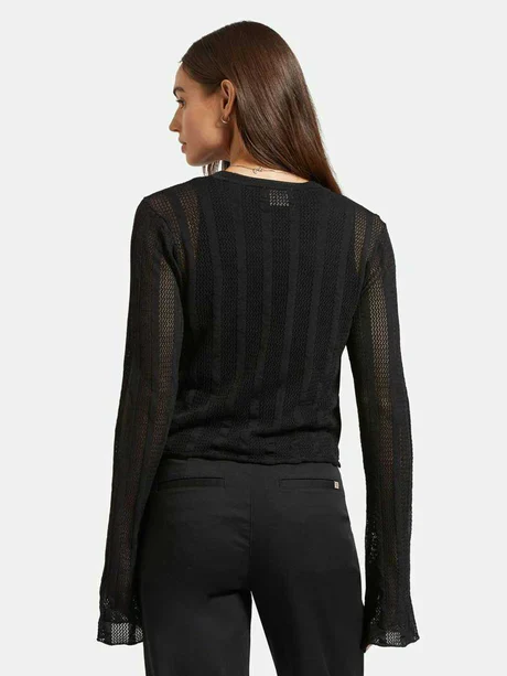 BRIXTON SHEER L/S KNIT TOP BLACK 