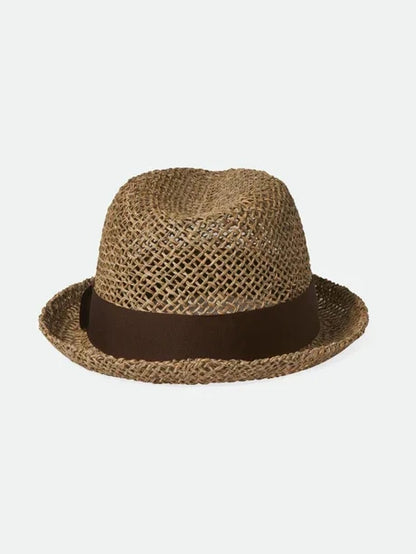 BRIXTON CASTOR FEDORA TAN/BROWN SEAGRASS