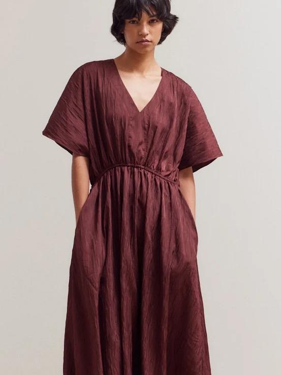 GRADE & GATHER KELLY BAT WING SHORT SLEEVE DRESS PORT 
