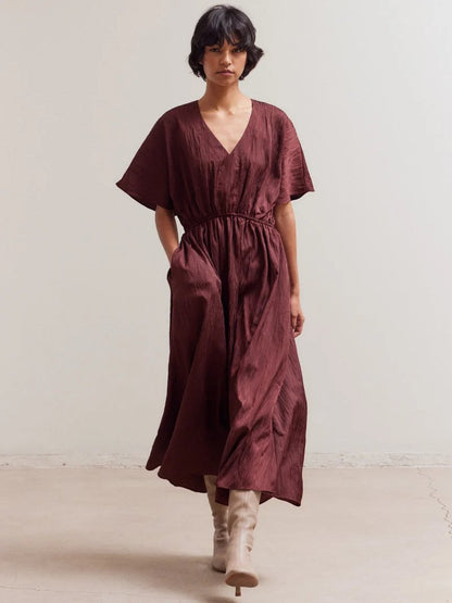 GRADE & GATHER KELLY BAT WING SHORT SLEEVE DRESS PORT 