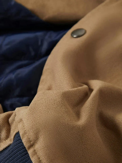 BRIXTON CANVAS HOODED BOMBER JACKET KHAKI/INDIGO 