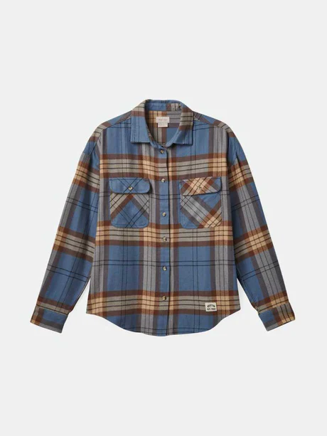 BRIXTON BOWERY CLASSIC FLANNEL FLINT BLUE/ PINCONE BROWN