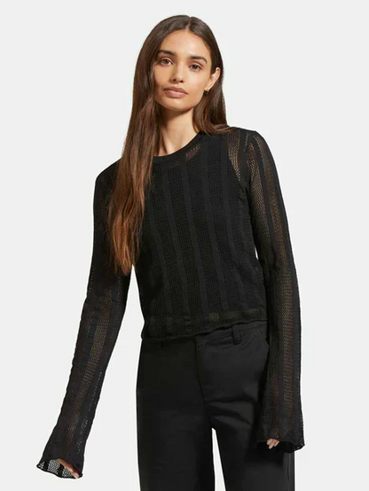 BRIXTON SHEER L/S KNIT TOP BLACK 