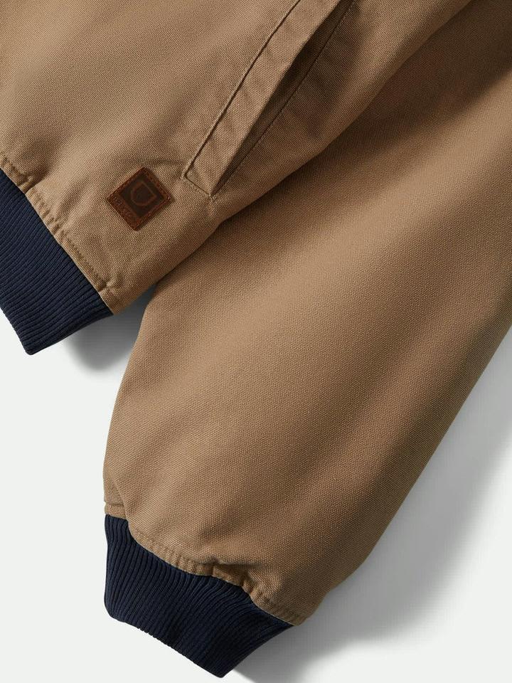 BRIXTON CANVAS HOODED BOMBER JACKET KHAKI/INDIGO 