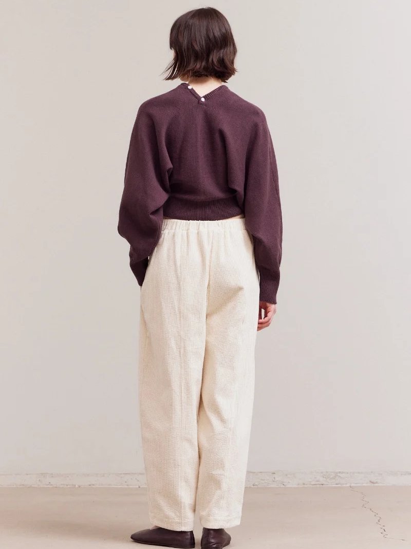 GRADE & GATHER KERI CARDIGAN AUBERGINE 