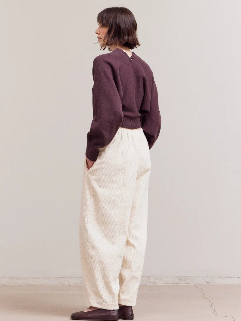 GRADE & GATHER KERI CARDIGAN AUBERGINE 