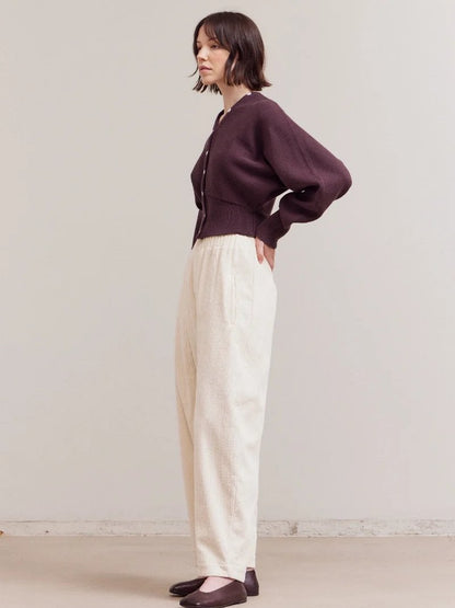 GRADE & GATHER KERI CARDIGAN AUBERGINE 