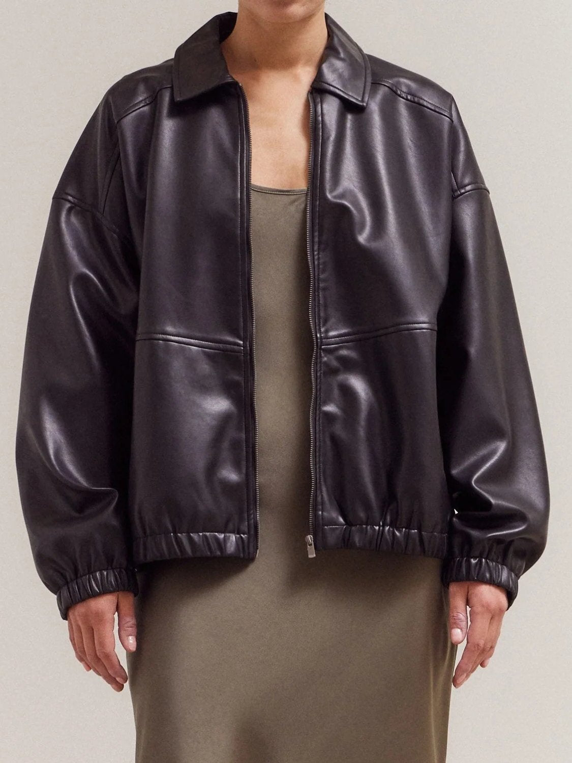 GRADE & GATHER BRENDA BOMBER JACKET BLACK 