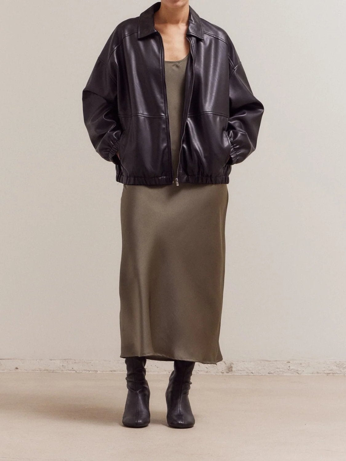 GRADE & GATHER BRENDA BOMBER JACKET BLACK 