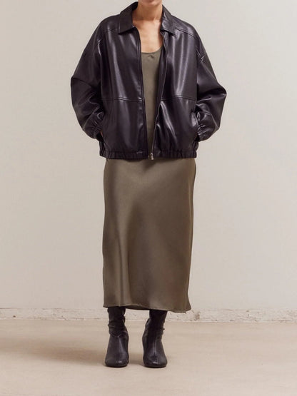 GRADE & GATHER BRENDA BOMBER JACKET BLACK 