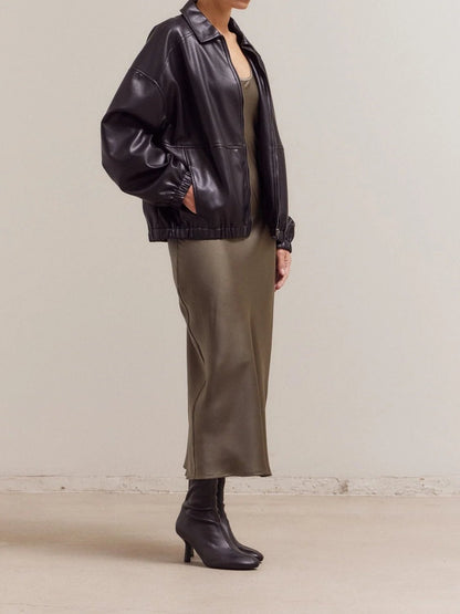 GRADE & GATHER BRENDA BOMBER JACKET BLACK 