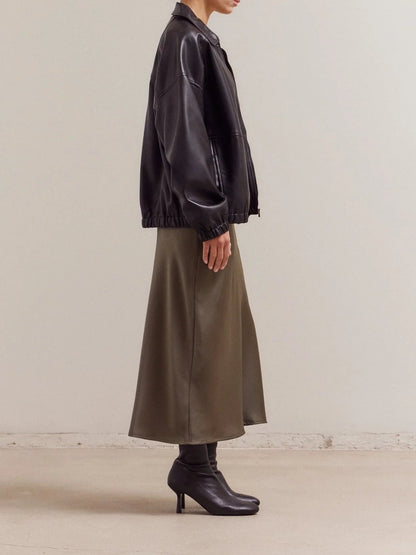 GRADE & GATHER BRENDA BOMBER JACKET BLACK 