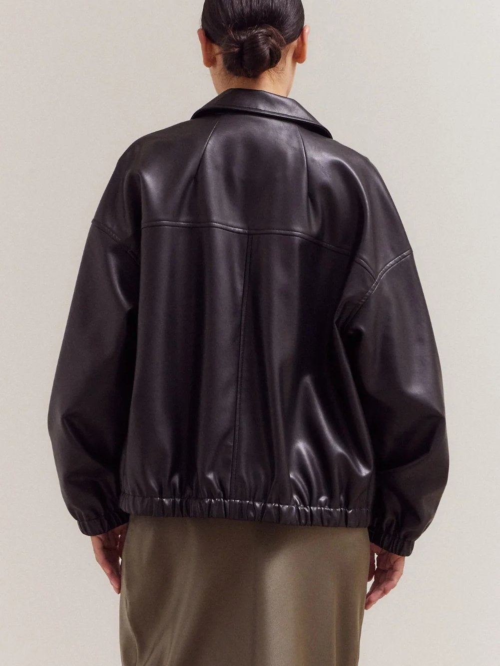 GRADE & GATHER BRENDA BOMBER JACKET BLACK 